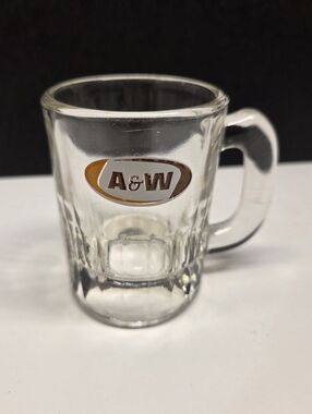 Vintage A&W Root Beer Mini Small Glass Mug 3.25” Tall Miniature With Oval Logo